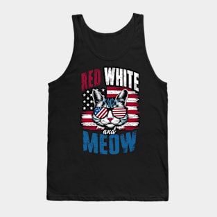 Red White And meow american flag Tank Top